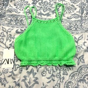 Green Zara crop top